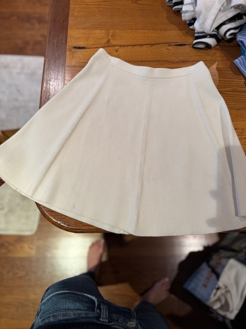Theory Cream Ribbed Stretch Top - Picture 2 of 2
